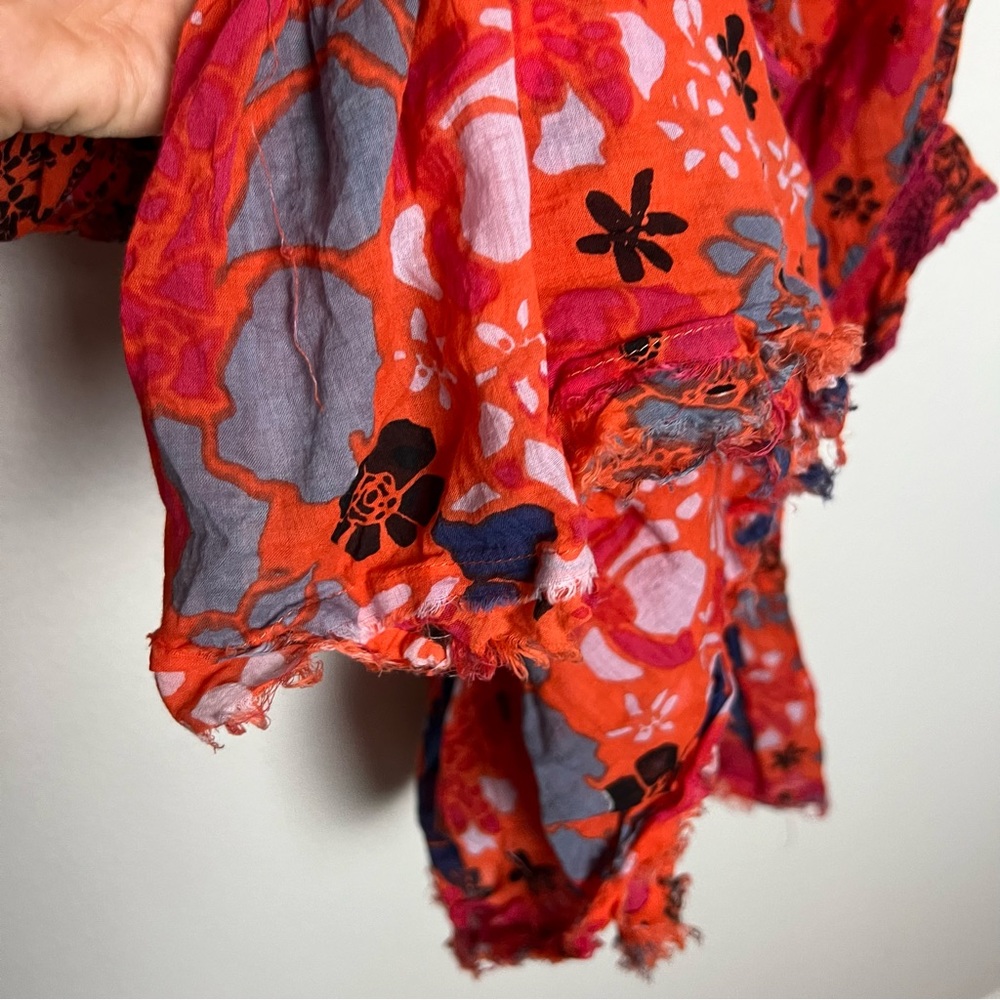 Free People Nouveau Floral Print High Neck Mini Dress Orange Red XS (No Slip) - Picture 9 of 13